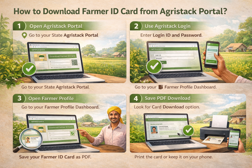 How to download Farmer ID Card from Agristack Portal