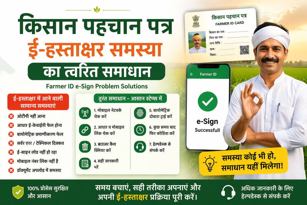 किसान पहचान पत्र ई-हस्ताक्षर समस्या का त्वरित समाधान  Farmer ID e-Sign Problem Solutions