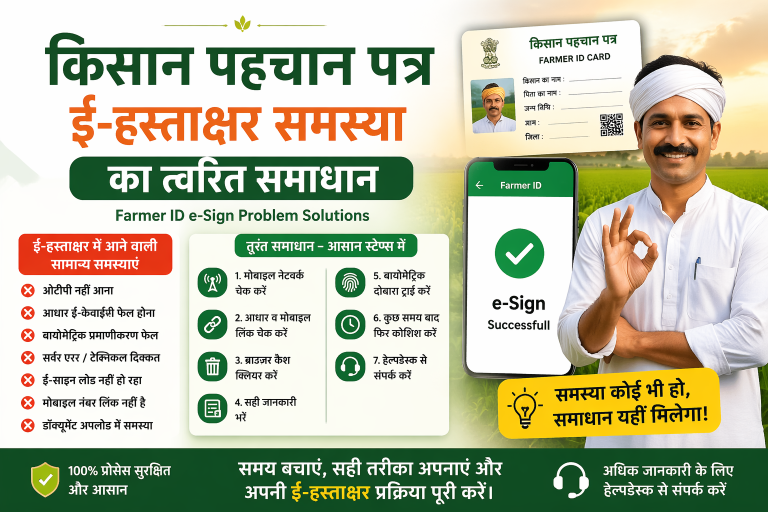 किसान पहचान पत्र ई-हस्ताक्षर समस्या का त्वरित समाधान Farmer ID e-Sign Problem Solutions