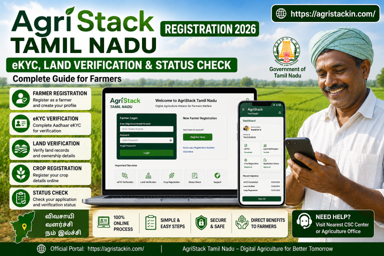 AgriStack Tamil Nadu Registration 2026: eKYC, Land Verification & Status Check